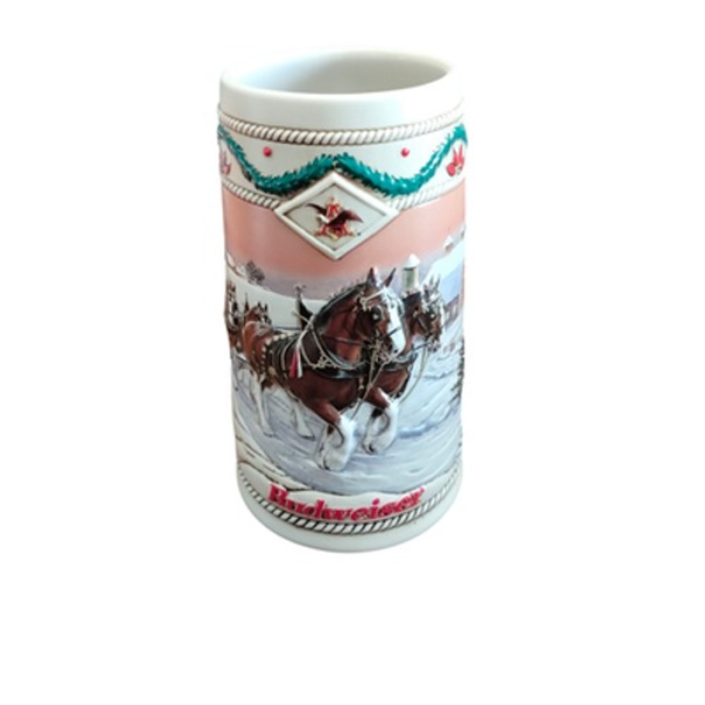 Vintage 1996 Budweiser Holiday Beer Stein American Homestead Ceramarte Relief - Picture 6 of 7